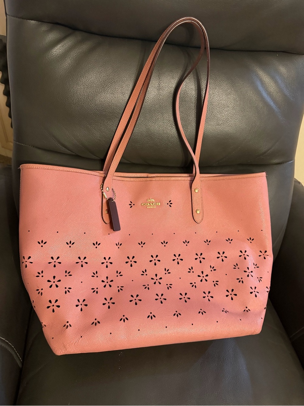 Coach Petal Floral Perforated Avenue or City Tote Bag